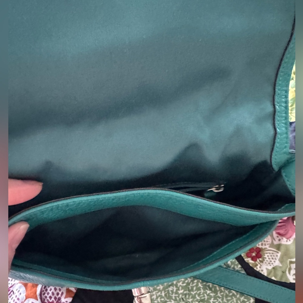 COACH F23663 Park Taylor Jade Green Pebble Leather Turn Lock Flap Messenger - Picture 6 of 9